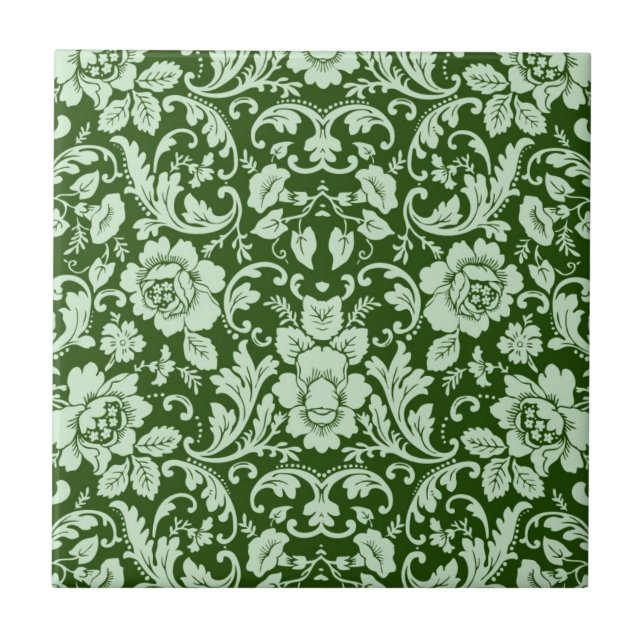An antique floral damask tile (Front)