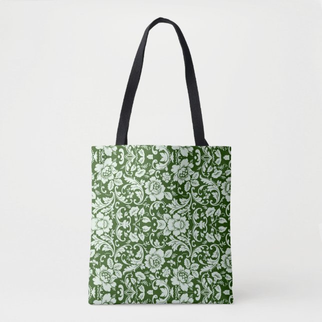 An antique floral damask tote bag (Front)