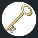 An Antique Gold Key Classic Round Sticker<br><div class="desc">An Antique Gold Key</div>