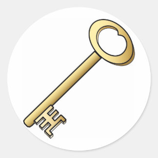 An Antique Gold Key Classic Round Sticker