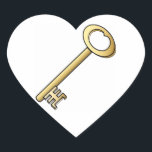 An Antique Gold Key Wedding Hearts Heart Sticker<br><div class="desc">An Antique Gold Key Wedding Hearts</div>