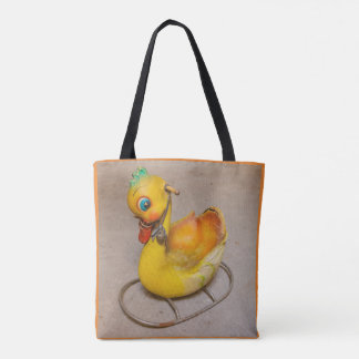 an antique rocking for children on tote bag