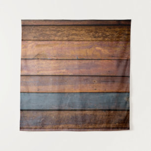 An antique wood wall texture background with metal tapestry