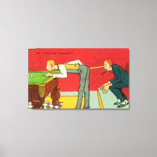 An Anxious Moment, Pool Cue Hitting a Head Canvas Print