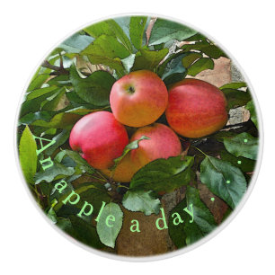 "AN APPLE A DAY"./CLUSTER OF APPLES CERAMIC KNOB
