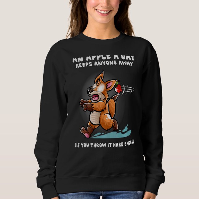 An Apple A Day Keeps Anyone Away Nerd Fox  Foxes   Sweatshirt (Front)