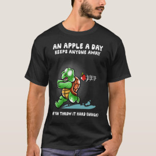 An Apple A Day Keeps Anyone Away Nerd Turtle Torto T-Shirt