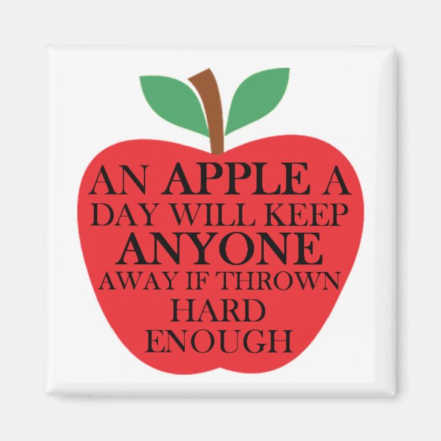 An apple a day square magnet (Front)