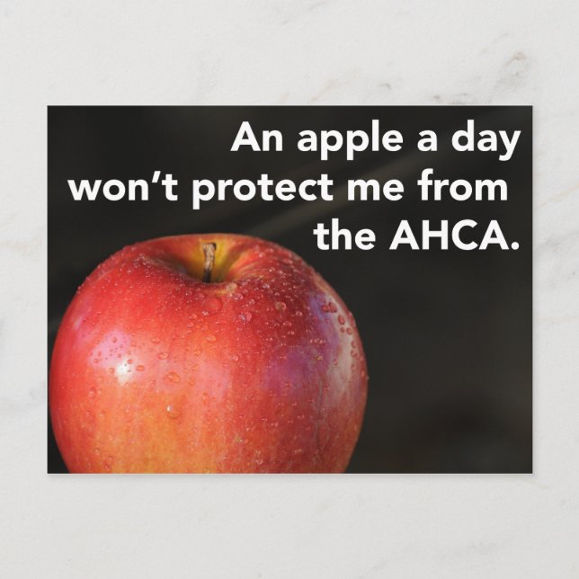 An apple a day to stop the AHCA! Healthcare Postcard (Front)