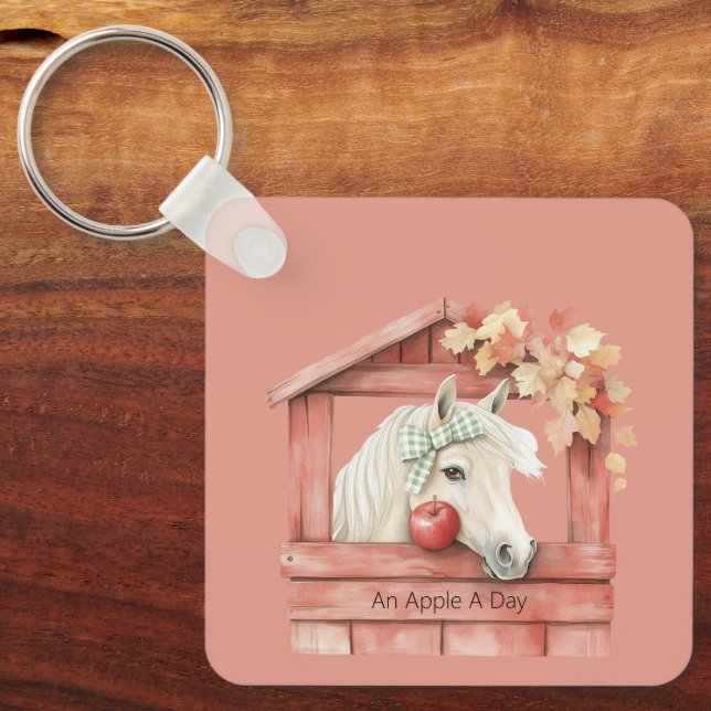 An Apple A Day White Horse Keychain (Front)