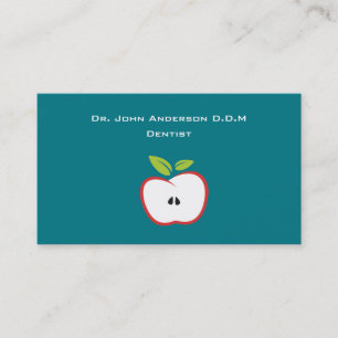 An apple with a red outline and green leaves business card