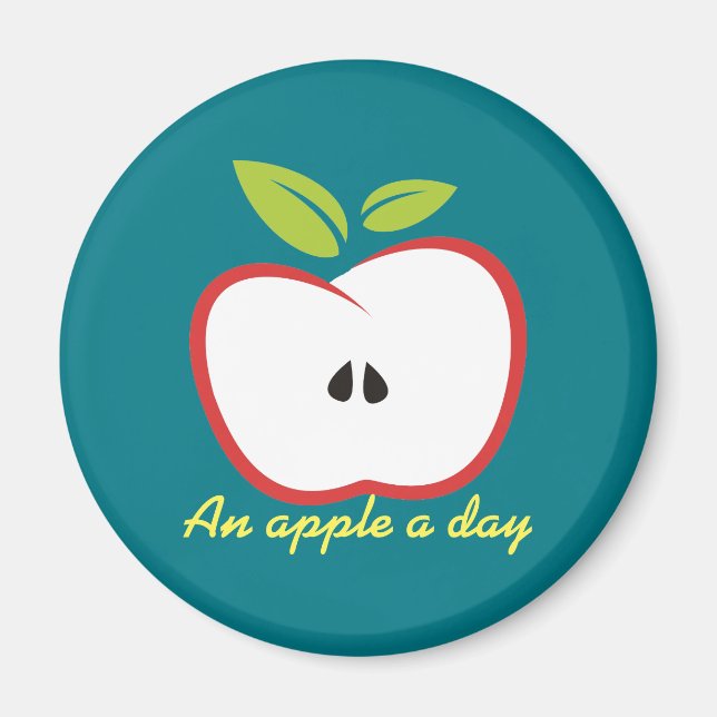 An apple with a red outline and green leaves magnet (Front)