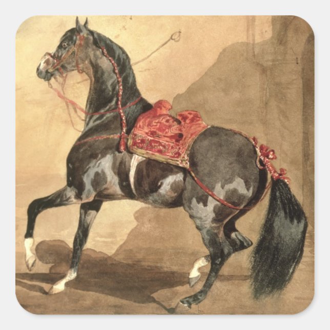 An Arabian Horse (w/c laid down on paper) Square Sticker (Front)