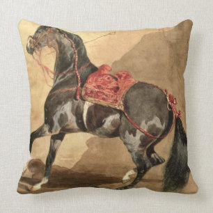 An Arabian Horse (w/c laid down on paper) Throw Pillow