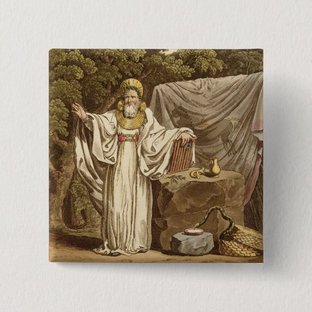 An Arch Druid in his Judicial Habit, engraved by R 2 Inch Square Button (Front)