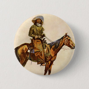 An Arizona Cowboy by Remington, Vintage Western 2 Inch Round Button