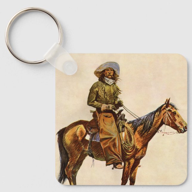 An Arizona Cowboy by Remington, Vintage Western Keychain (Front)