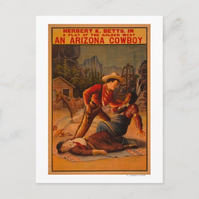 An Arizona Cowboy - Cowboy and Indian Fight Postcard (Front)