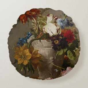 An Arrangement with Flowers, 19th century Round Pillow