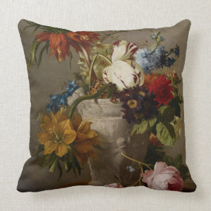 An Arrangement with Flowers, 19th century Throw Pillow