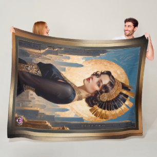 An Art Deco Beauty By A Golden Disc by Xzendor7 Fleece Blanket