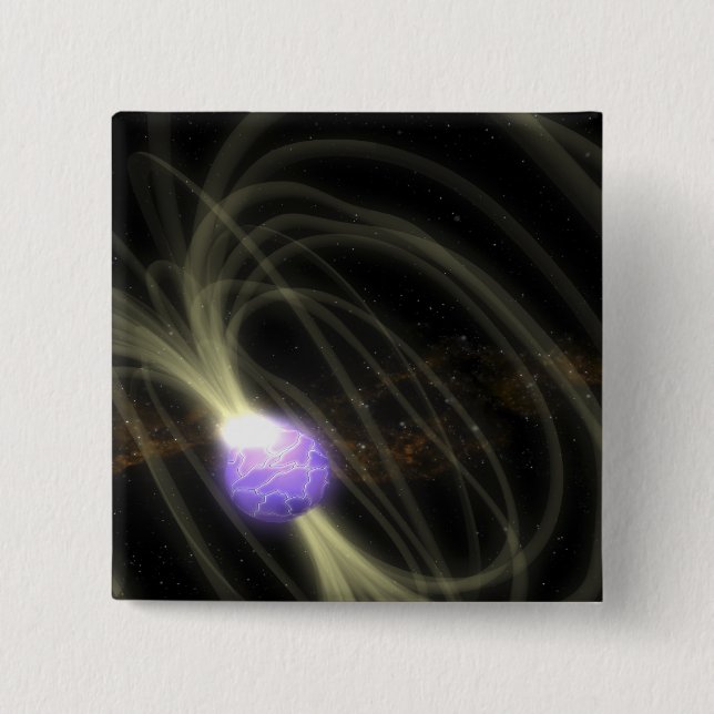 An artist conception of the SGR 1806-20 magneta 2 Inch Square Button (Front)