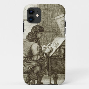 An artist copying onto an engraving plate, printed iPhone 11 case
