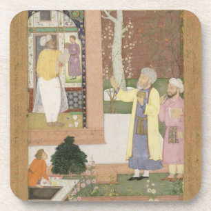 An artist decorating the interior of a garden pavi coaster