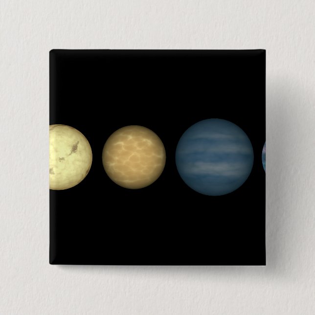 An artist's rendition comparing brown dwarfs 2 2 inch square button (Front)