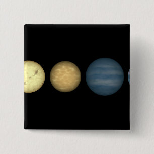An artist's rendition comparing brown dwarfs 2 inch square button