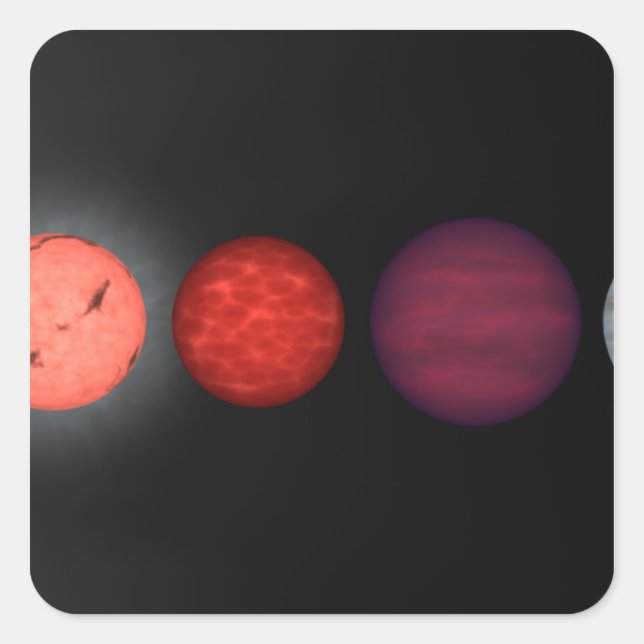 An artist's rendition comparing brown dwarfs square sticker (Front)