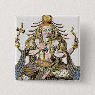 An aspect of Shiva, from 'Voyage aux Indes et a la 2 Inch Square Button