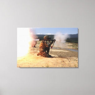 An assaultman fires a Rocket Propelled Grenade Canvas Print