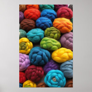 An Assortment of Colourful Woven Yarn Balls Poster