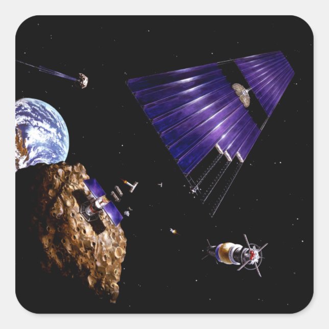 An asteroid mining mission square sticker (Front)