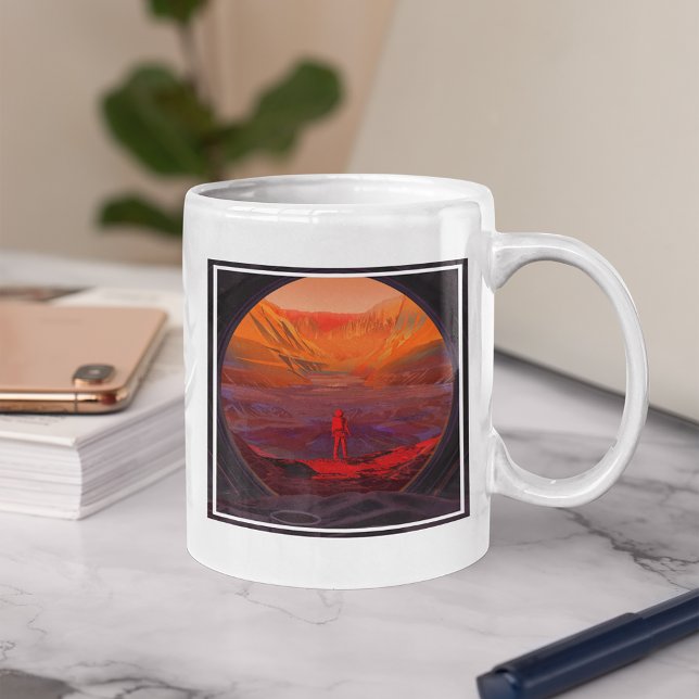 An Astronaut On Mars Large Coffee Mug (Mug on table)
