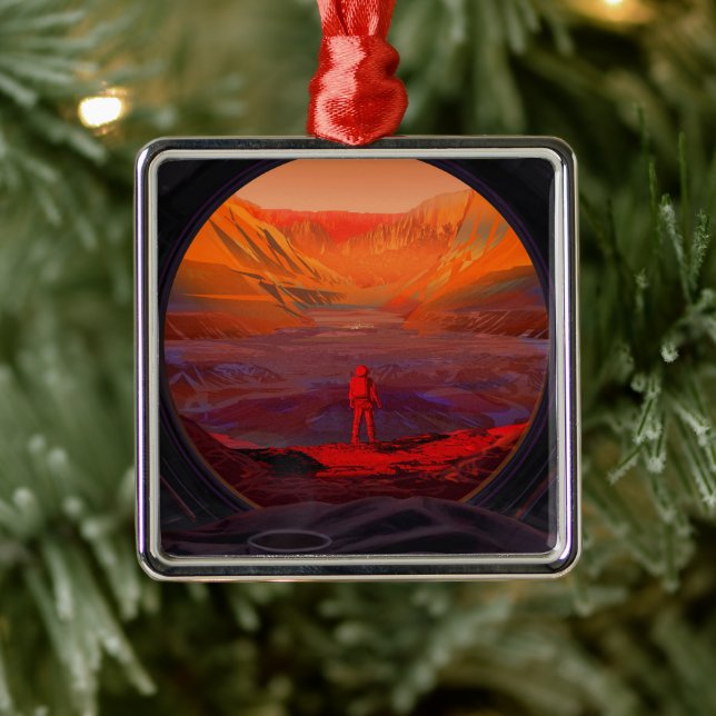 An Astronaut On Mars Metal Ornament (Tree)