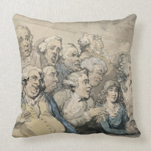 An Audience at Drury Lane Theatre (pen & ink and w Throw Pillow