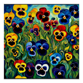 An Audience of Pansies Poster