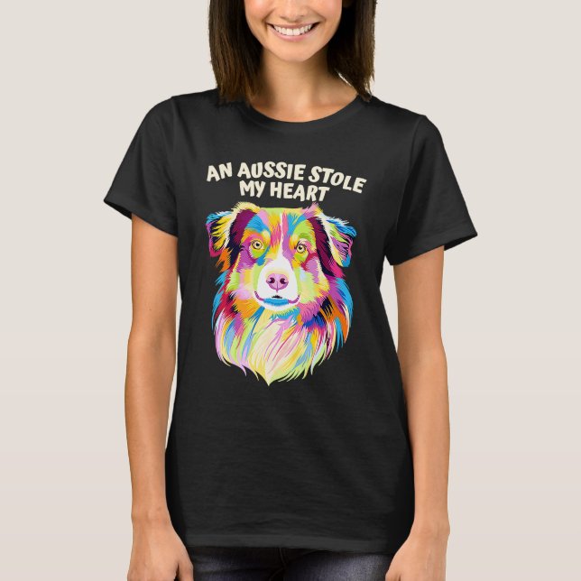 An Aussie Stole My Heart Australian Shepherd Rescu T-Shirt (Front)