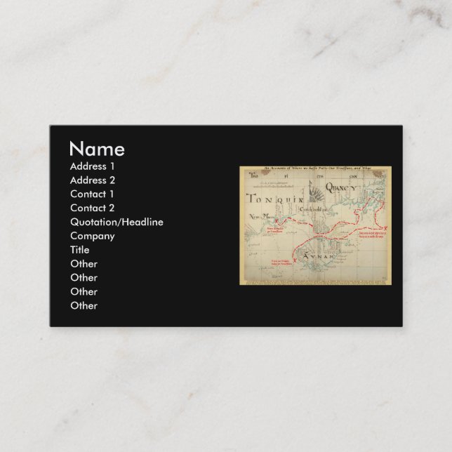 An Authentic 1690 Pirate Map (with embellishments) Business Card (Front)