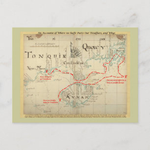 An Authentic 1690 Pirate Map (with embellishments) Postcard