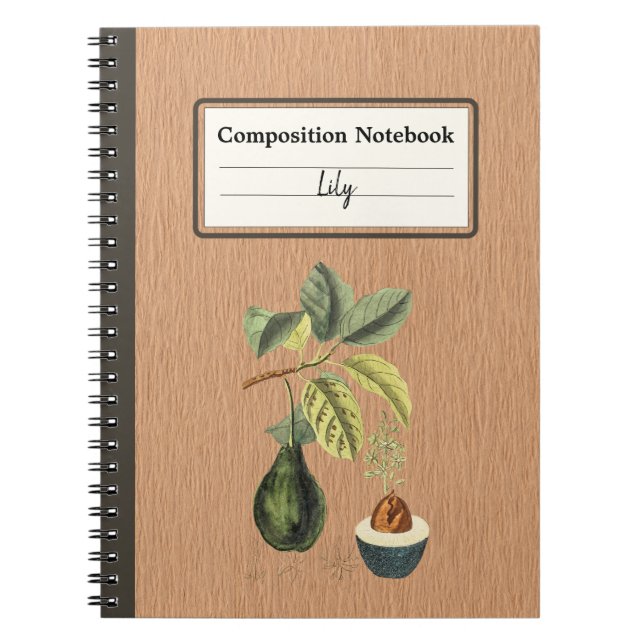 An Avocado on a Branch Personalized Composition Notebook (Front)