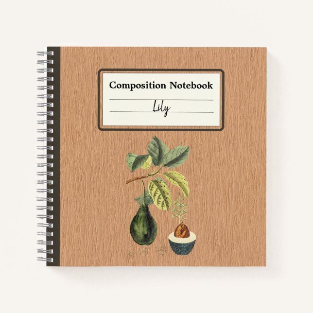 An Avocado on a Branch Personalized Composition Notebook (Front)