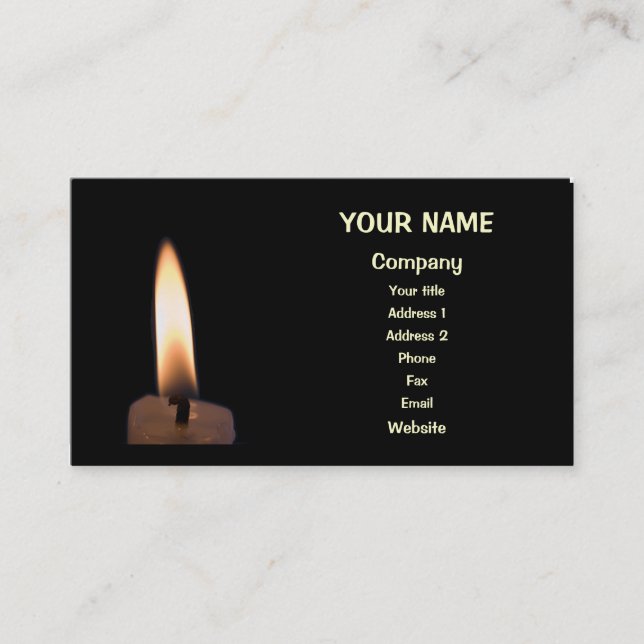 An burning candle business card (Front)