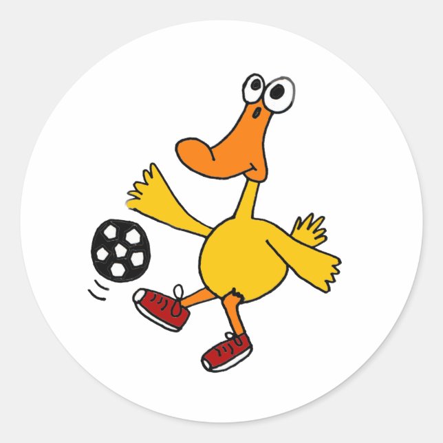 AN- Duck Playing Soccer Cartoon Classic Round Sticker (Front)