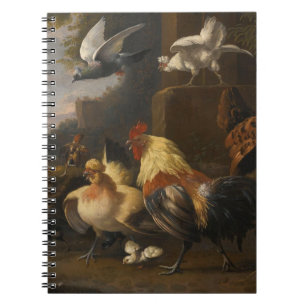 An Eagle, a Cockerell, Hens, a Pigeon in Flight Notebook