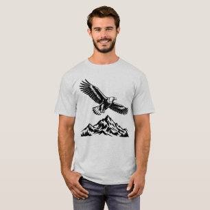 An Eagle Soaring Above the Mountains Grey T-Shirt