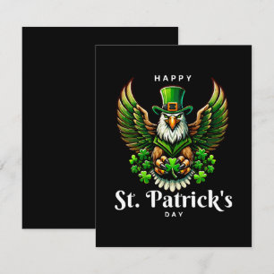 an eagle with green leprechaun hat card