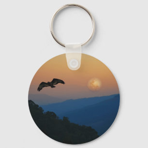 An eagles ascent at fullmoon keychain